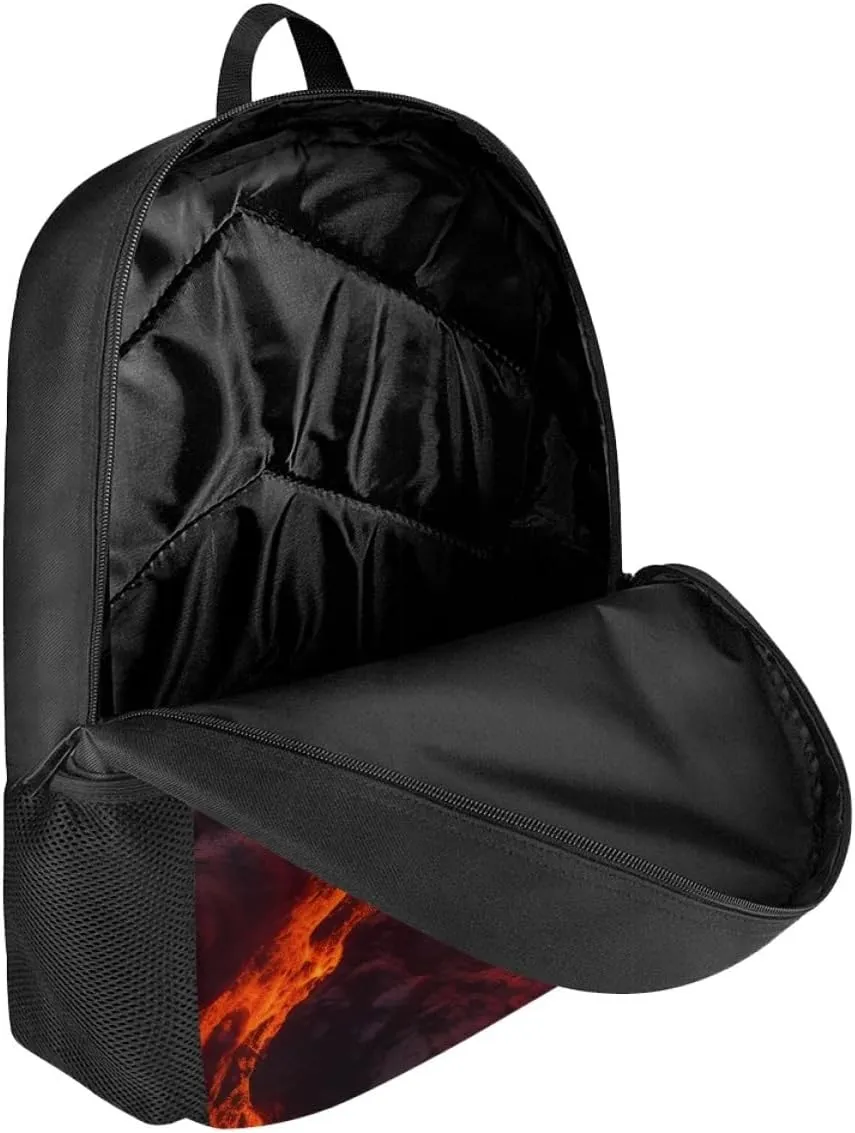 ENLACHIC Cool Magma School Backpack for Boys Girls, 17 Inch Adjustable Shoulder Bookbag Elementary High School Casual Daypack Backpacks