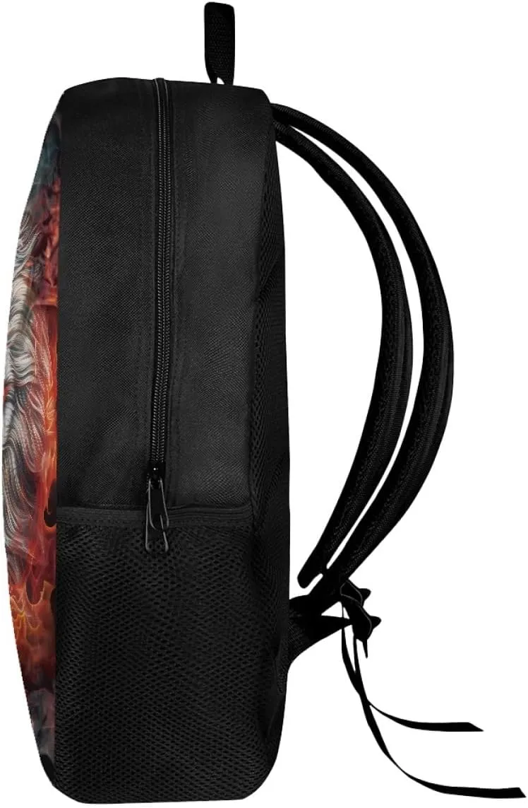 ENLACHIC Kids Cool 3D Fire Wolf Print Backpacks for School Travel Bookbag School Bag Laptop Backpack Casual Daypack