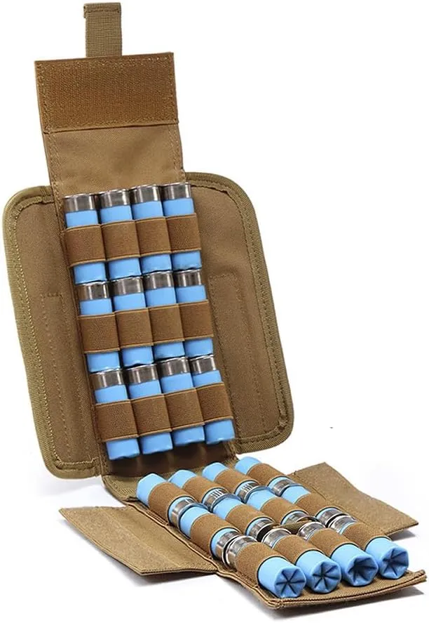 Equipment Mobile Tactical Shotgun Shell Bag MOLLE Tactical 25 Rounds Shotshell Pouch Holder Compact Foldable Shotgun Reload.Shotgun Ammo Reload Quick Access Pouch for 12 Gauge/20G