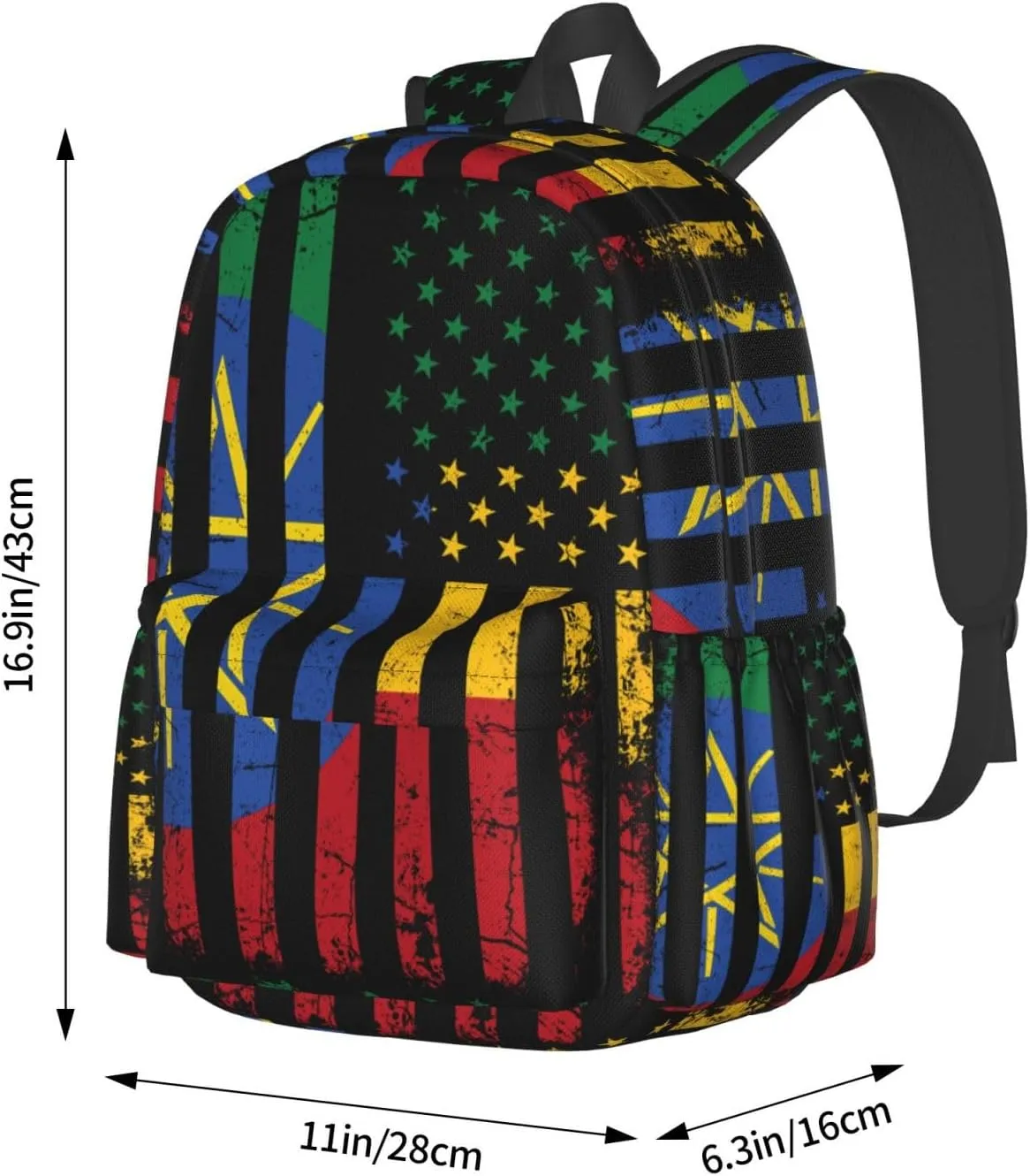 Ethiopian American Flag Ethiopian Roots Laptop Backpack Work Travel Backpacks Business Rucksack Casual Outdoor Daypack with Adjustable Strap Bags for Sports Office Gym Hiking