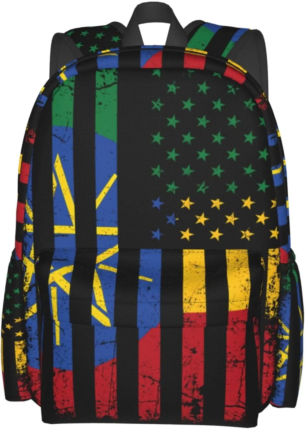 Ethiopian American Flag Ethiopian Roots Laptop Backpack Work Travel Backpacks Business Rucksack Casual Outdoor Daypack with Adjustable Strap Bags for Sports Office Gym Hiking