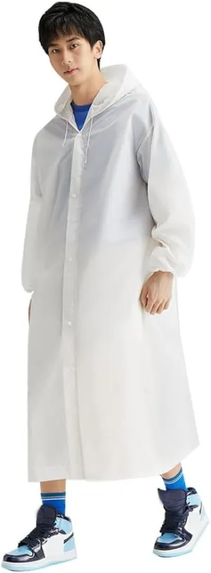 EVA Waterproof Reusable Raincoat - Lightweight Packable Rain Jacket for Adults, Men & Women - Durable Travel & Outdoor Rain Gear (1-Pack, White)