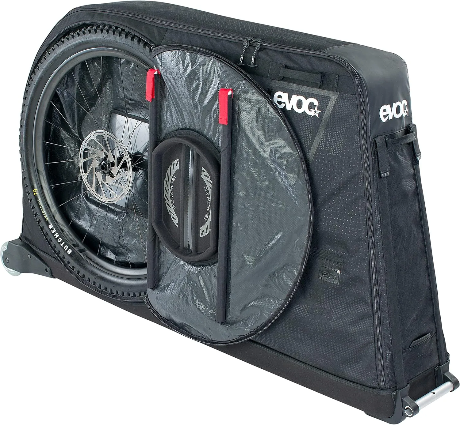 EVOC PRO Lightweight Bike Transport Bag (incl. Clip-ON Wheel 2.0, Disc Protection, Fork Mount Stabilisation, Bike Stand PRO, Frame PAD, 305L, Max. Wheelbase 130 cm)