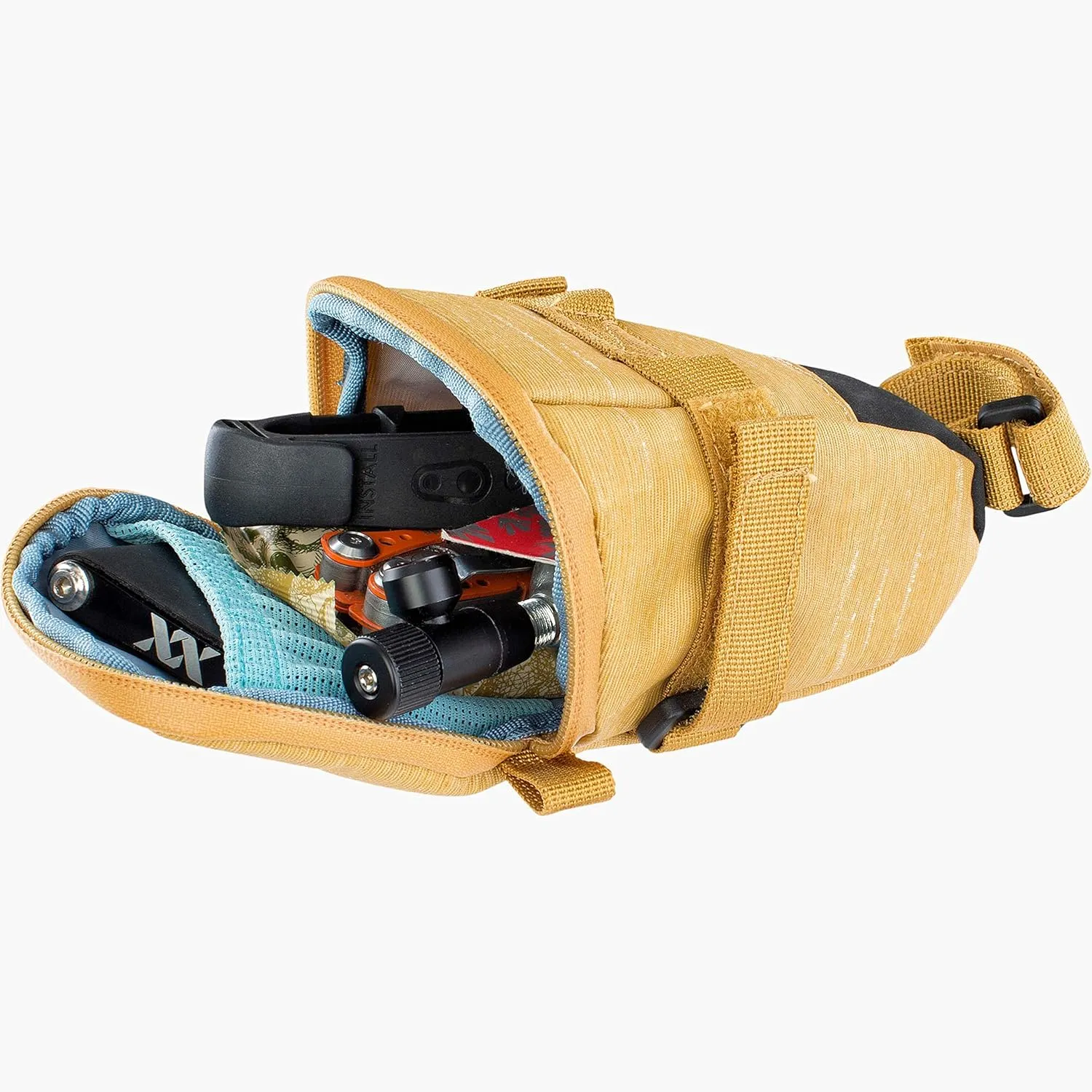 EVOC SEAT BAG TOUR saddle bag, Bicycle frame bag for more storage space on the seat post (size: M, 0.7 L storage space, abrasion-resistant, water-repellent, Hypalon reinforcement), Carbon Grey