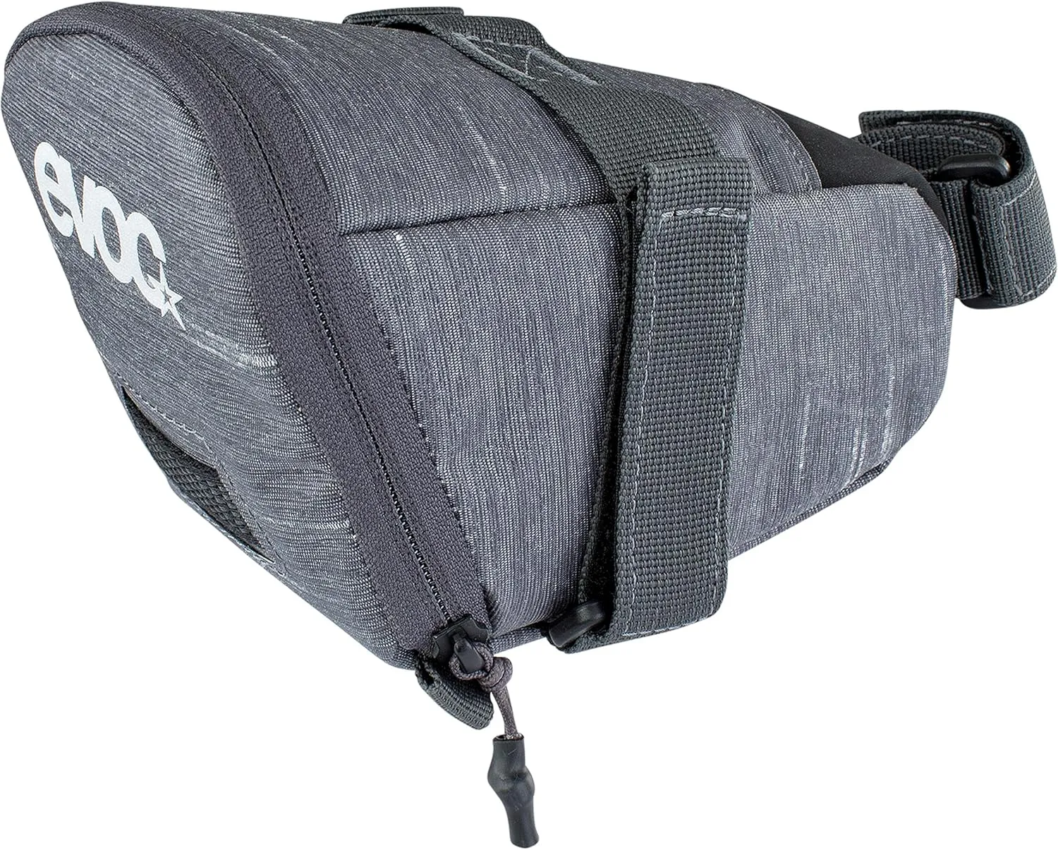 EVOC SEAT BAG TOUR saddle bag, Bicycle frame bag for more storage space on the seat post (size: M, 0.7 L storage space, abrasion-resistant, water-repellent, Hypalon reinforcement), Carbon Grey