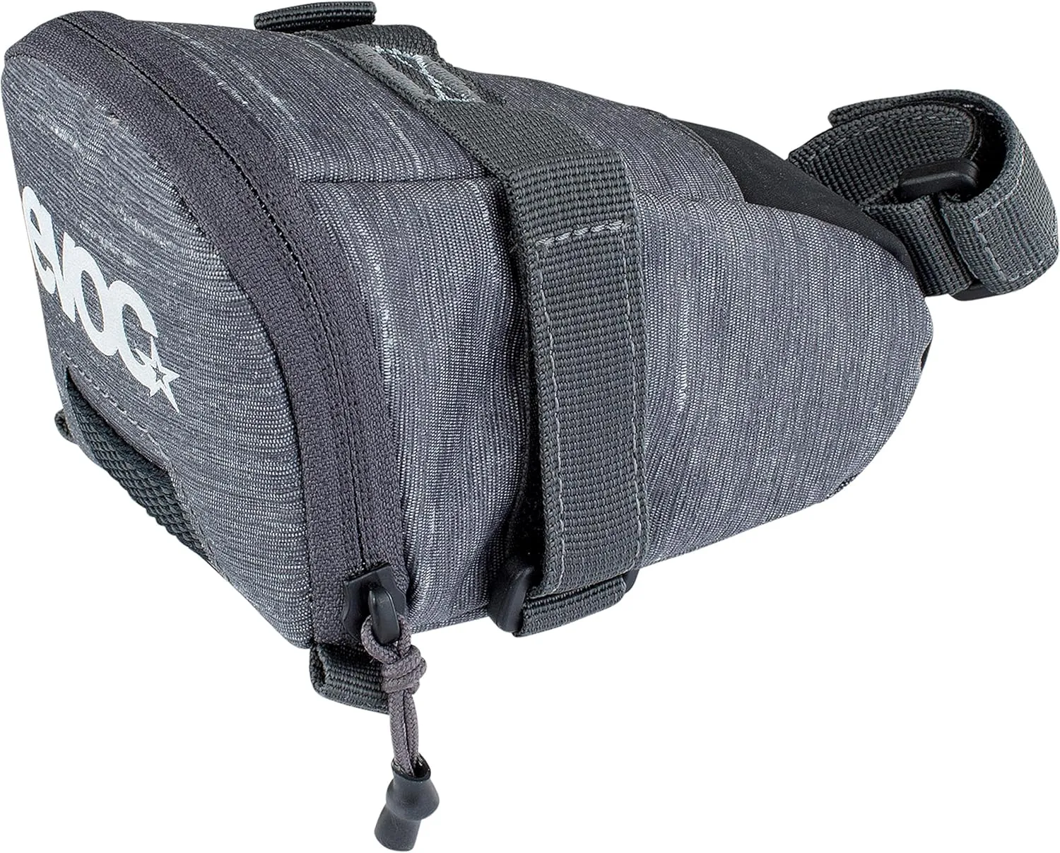 EVOC SEAT BAG TOUR saddle bag, Bicycle frame bag for more storage space on the seat post (size: M, 0.7 L storage space, abrasion-resistant, water-repellent, Hypalon reinforcement), Carbon Grey