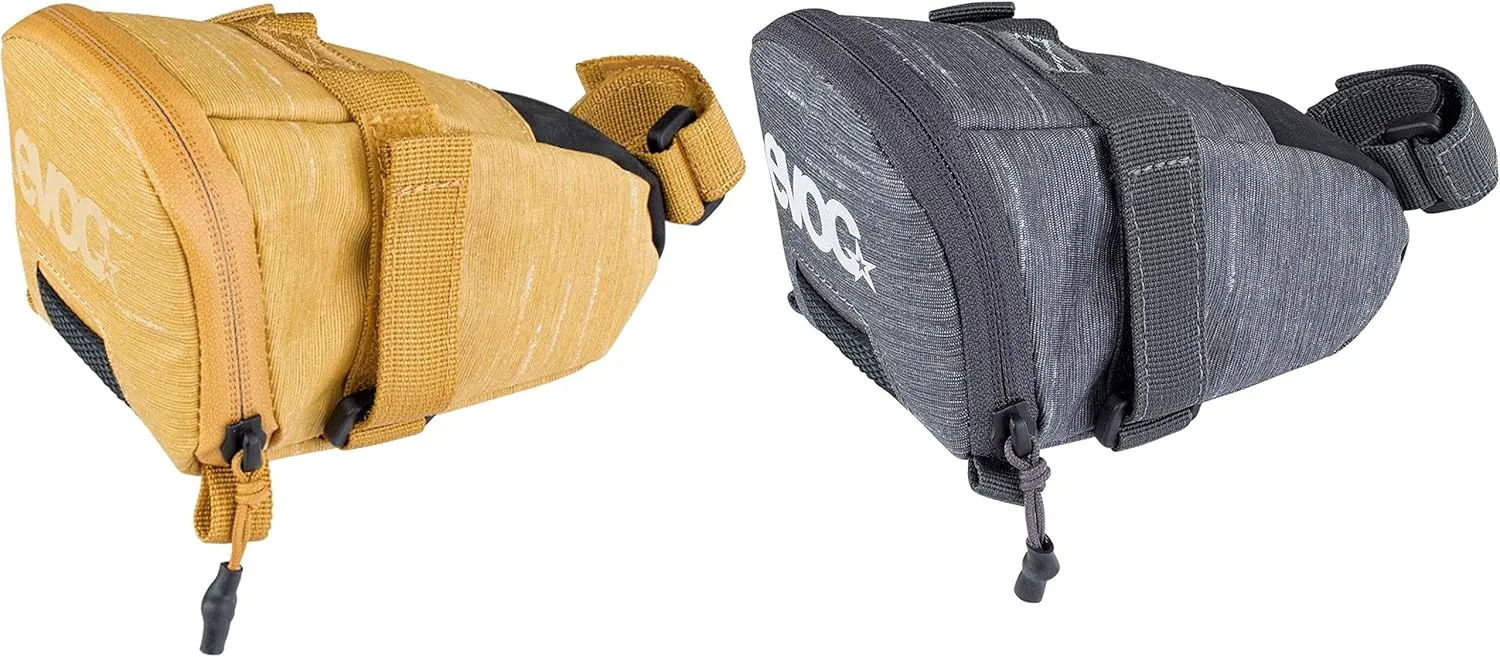 EVOC SEAT BAG TOUR saddle bag, Bicycle frame bag for more storage space on the seat post (size: M, 0.7 L storage space, abrasion-resistant, water-repellent, Hypalon reinforcement), Carbon Grey