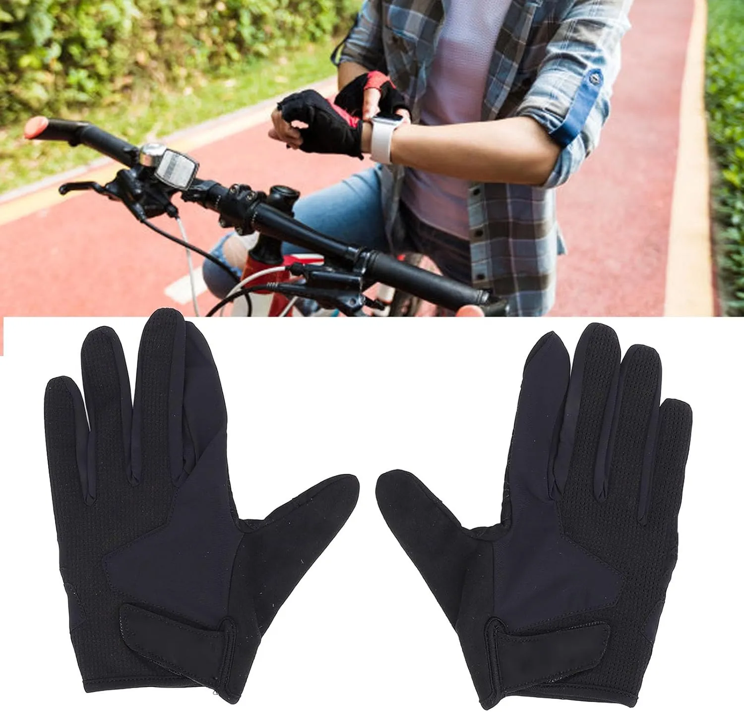 EVTSCAN Full Finger Cycling Gloves Touch Screen Shock Absorbing Outdoor Workout Gloves for Biking