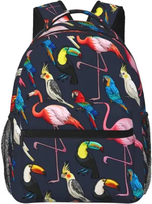 Exotic Birds Parrot Flamingo Backpacks 15 Inch Laptop Backpack Multipurpose Double Shoulder Bag For Men Women Gifts