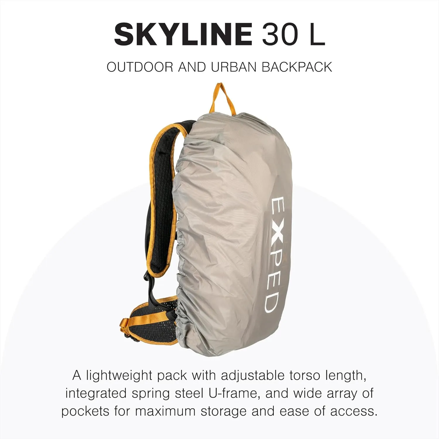 Exped Skyline 30 Liter Backpack - Lightweight Daypack Used for Demanding Hikes, and Multi-Day Hut Tours, Rain Cover, Storage and Bladder Compartment, Medium/Long, Black