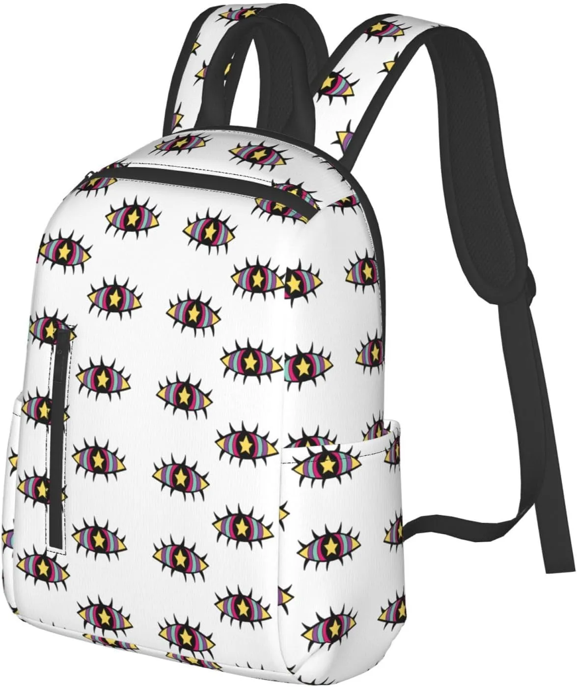 Fantasy Cute Cartoon Eyes Casual Backpacks Large Capacity Laptop Backpack Sports Fitness Rucksack Travel Carry-On Daypack Adjustable Shoulder Strap Work Bag for Outdoor Camping
