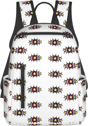 Fantasy Cute Cartoon Eyes Casual Backpacks Large Capacity Laptop Backpack Sports Fitness Rucksack Travel Carry-On Daypack Adjustable Shoulder Strap Work Bag for Outdoor Camping