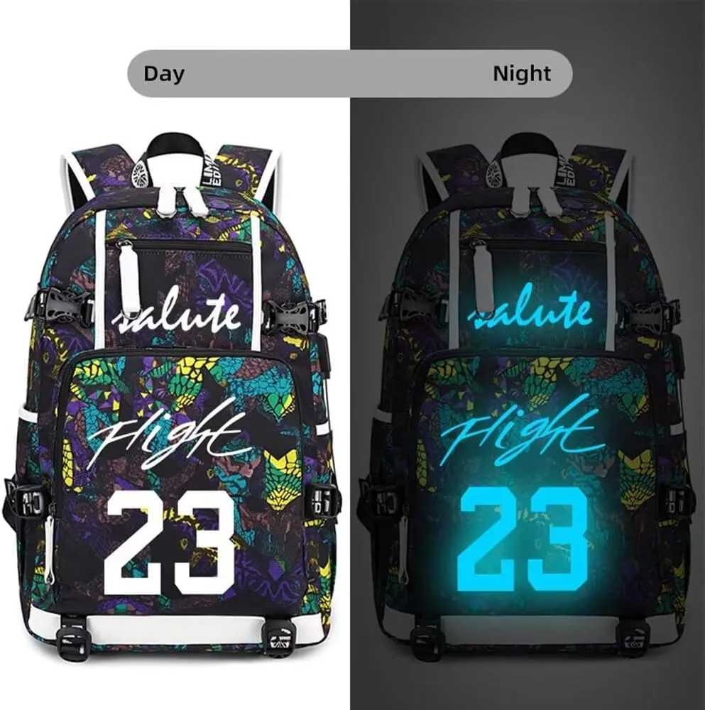 FANwenfeng Basketball Player 23 Luminous Backpack Travel Daypacks Fans Bag for Men Women (Style 4)