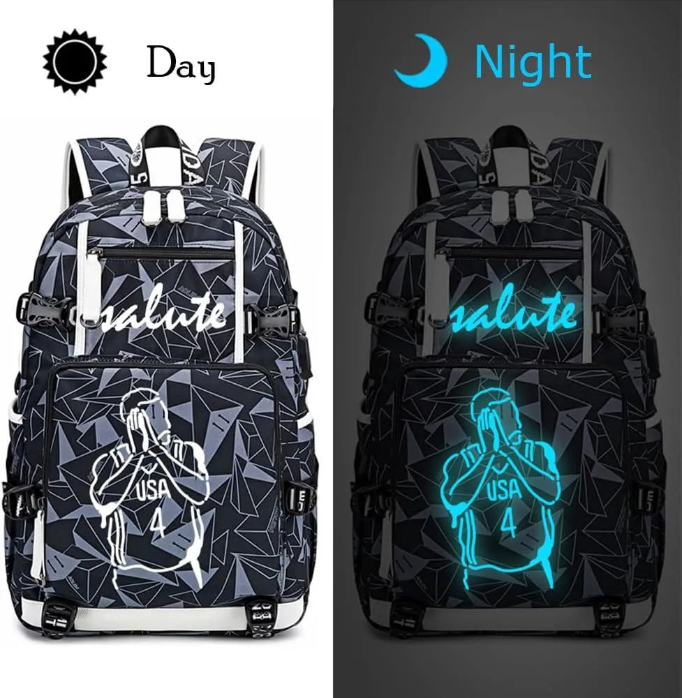 FANwenfeng Basketball Player 30 Luminous Backpack Travel Backpack Fans Bag for Men Women (Style 7)