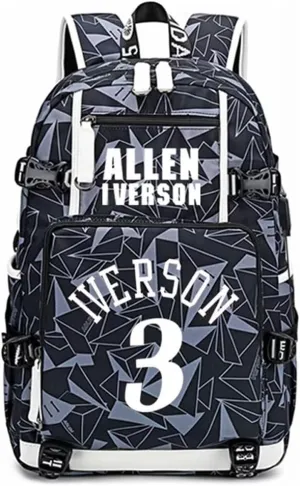 FANwenfeng Basketball Player Iverson Luminous Backpack Travel Daypack Fans Bag (Style 5)