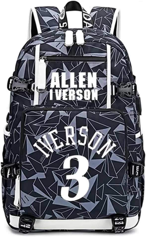 FANwenfeng Basketball Player Iverson Luminous Backpack Travel Daypack Fans Bag (Style 5)