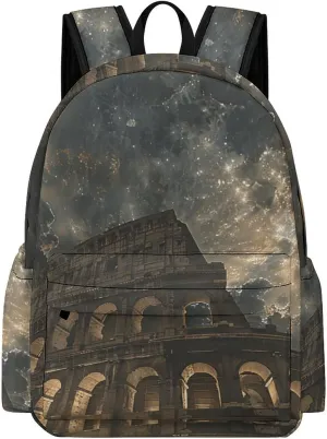 Fashion Laptop Backpack for Women Men Travel Backpacks Rome Moon Shines Laptop Bag Lightweight Casual Daypack