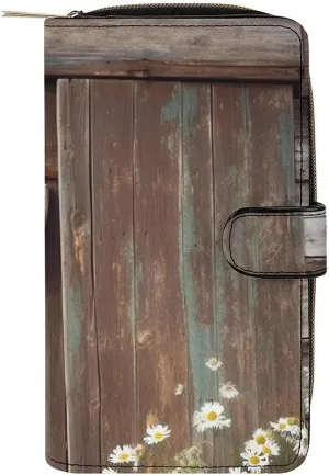 Fashionable Large-capacity Rustic Horseshoe Barn Wooden Printed Leather Multifunctional Wallet for Men And Women, Multi-card Slot Business Casual Wallet