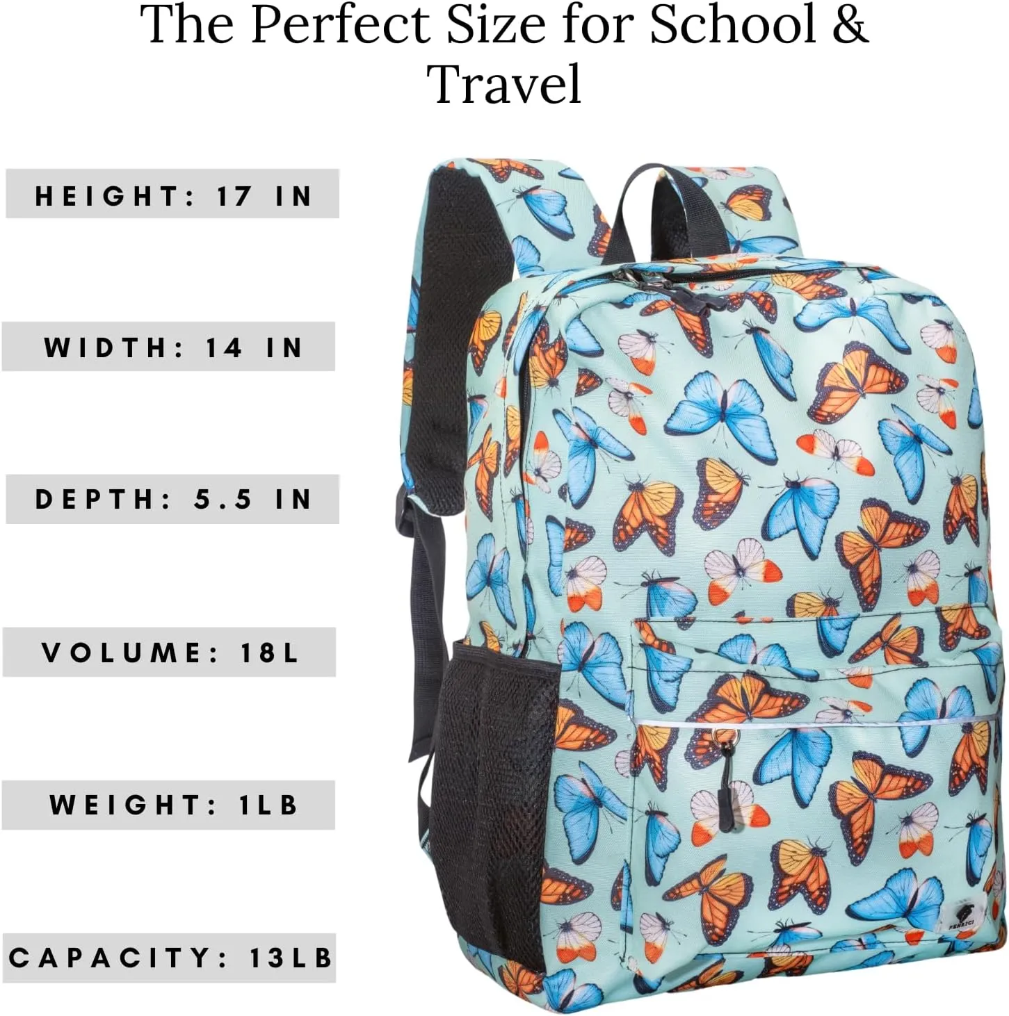 Fenrici Kids Backpacks for Girls, Boys, Kids' Bookbags with Padded Laptop Compartment, Durable, Large Capacity, 17 Inch