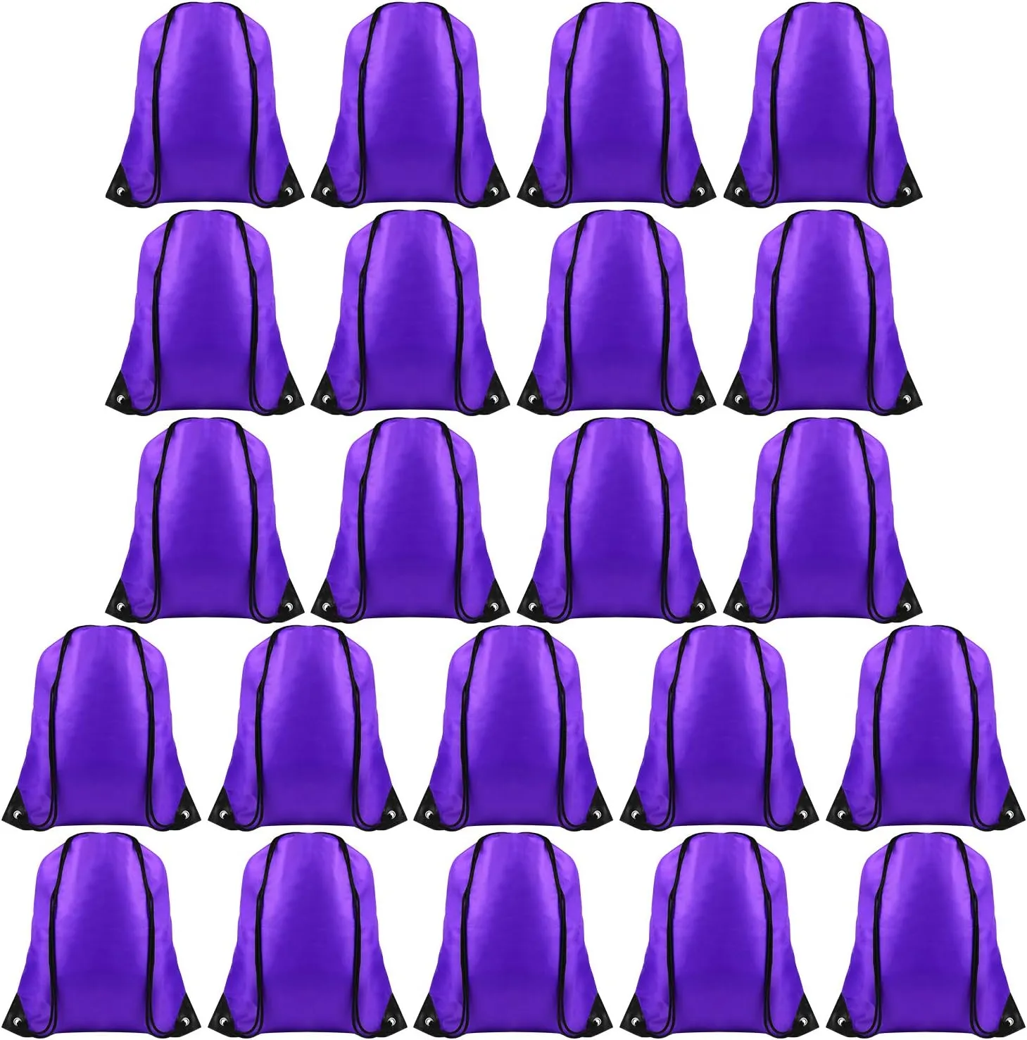 FEPITO 22 Pack Drawstring Bags String Backpack Bulk School Backpacks for Gym Traveling (Purple)