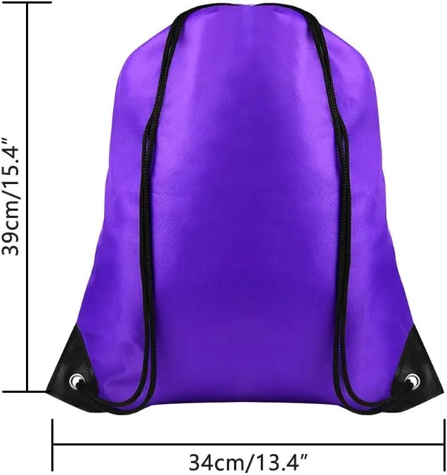 FEPITO 22 Pack Drawstring Bags String Backpack Bulk School Backpacks for Gym Traveling (Purple)