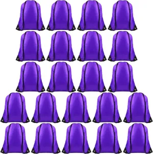 FEPITO 22 Pack Drawstring Bags String Backpack Bulk School Backpacks for Gym Traveling (Purple)