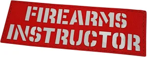 Firearms Instructor Patch 3x8 Red and High Visibility Reflective White Tactical Patch for Vests Jackets Gear
