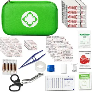 First Aid Kit Emergency Kit Camping Essentials Car-Home Green First-Aid Bag - 277 Piece Emergency Supplies Hiking First Aid Kit for Backpack Survival Kits for Disaster Preparedness YIDERBO