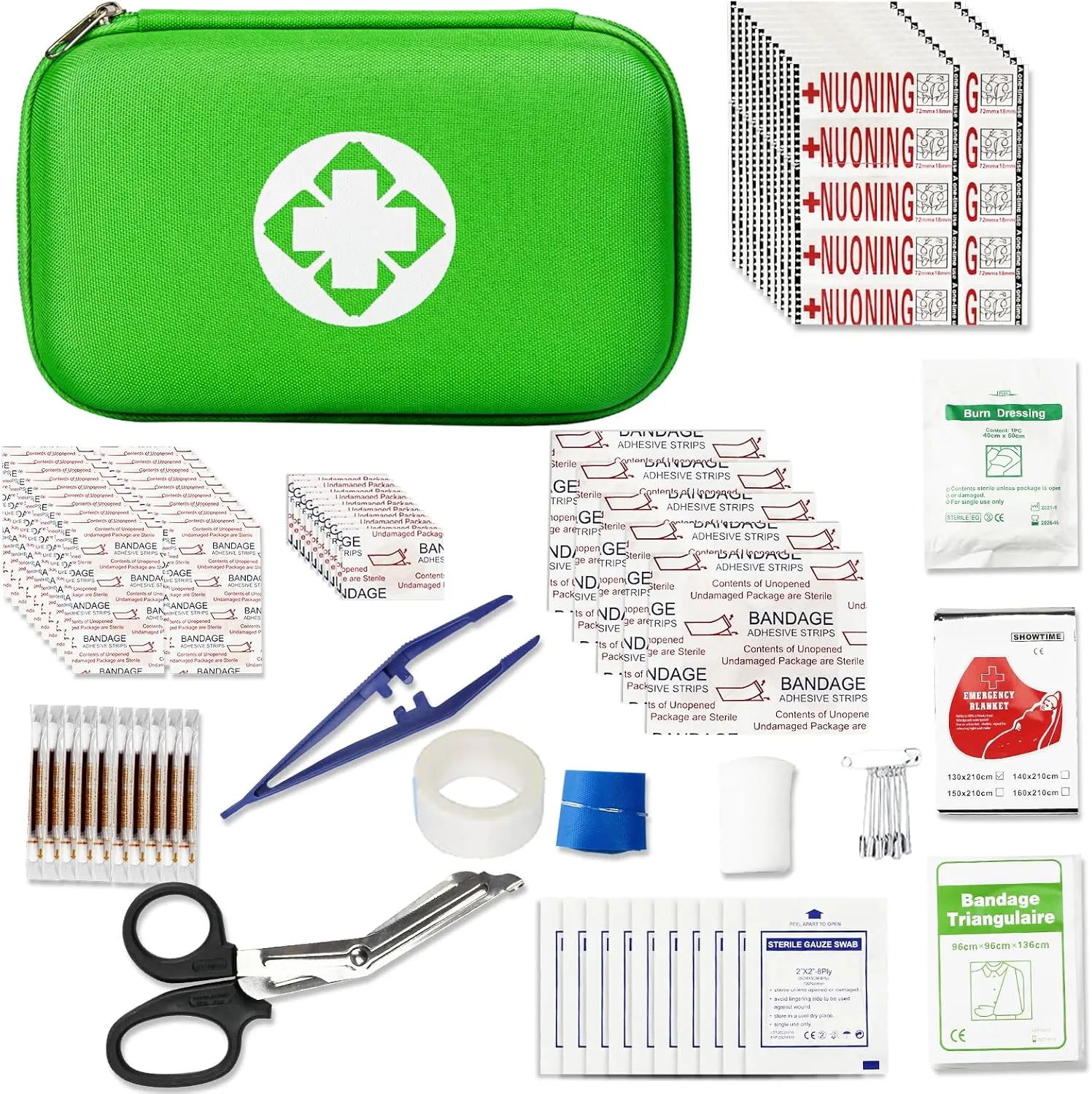 First Aid Kit Emergency Kit Camping Essentials Car-Home Green First-Aid Bag - 277 Piece Emergency Supplies Hiking First Aid Kit for Backpack Survival Kits for Disaster Preparedness YIDERBO