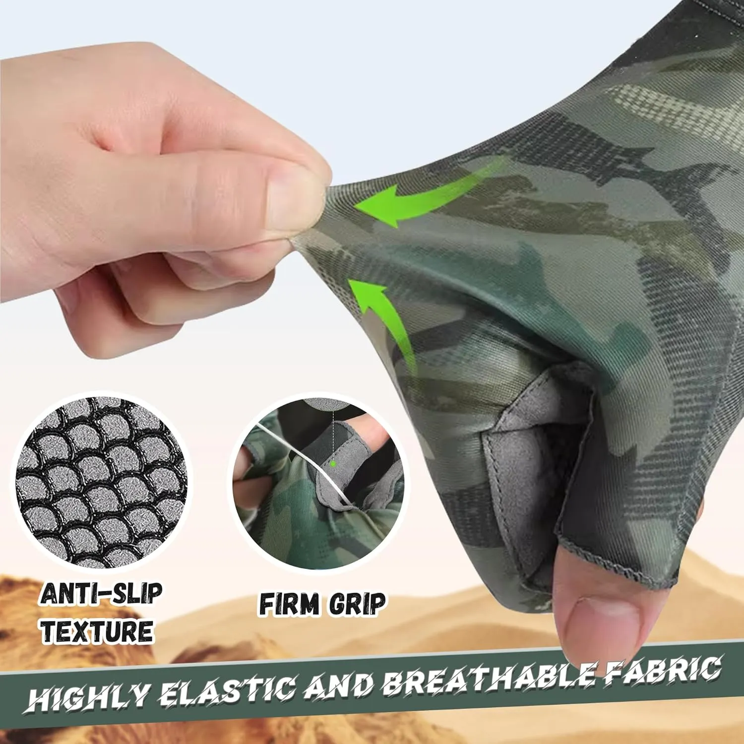 Fishing Gloves UPF 50 , Kayak Gloves Fingerless Sun Gloves UV Protection Men/Women for Boating, Cycling, Sailing, Hunting, Quick-Dry Breathable