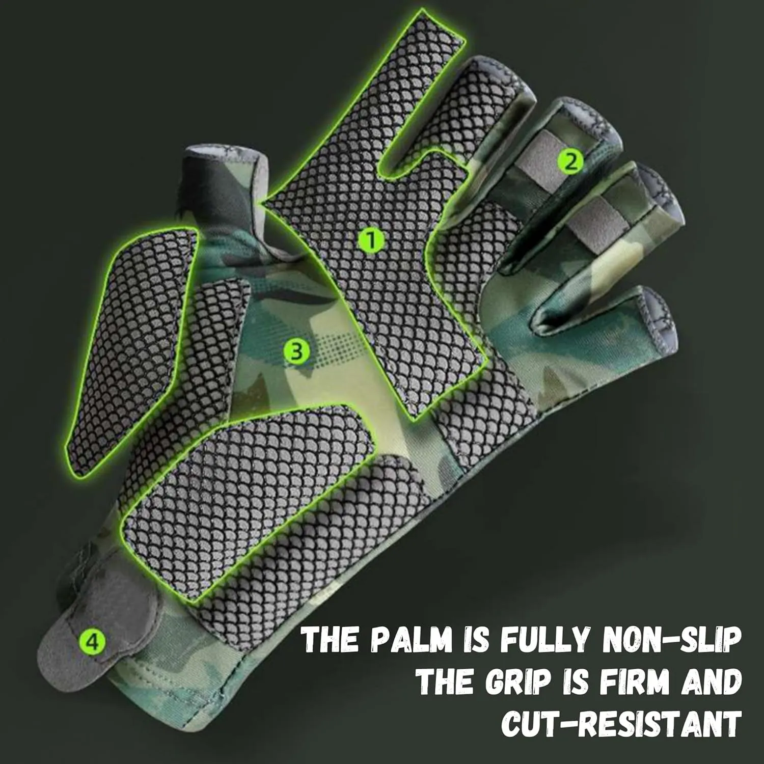 Fishing Gloves UPF 50 , Kayak Gloves Fingerless Sun Gloves UV Protection Men/Women for Boating, Cycling, Sailing, Hunting, Quick-Dry Breathable