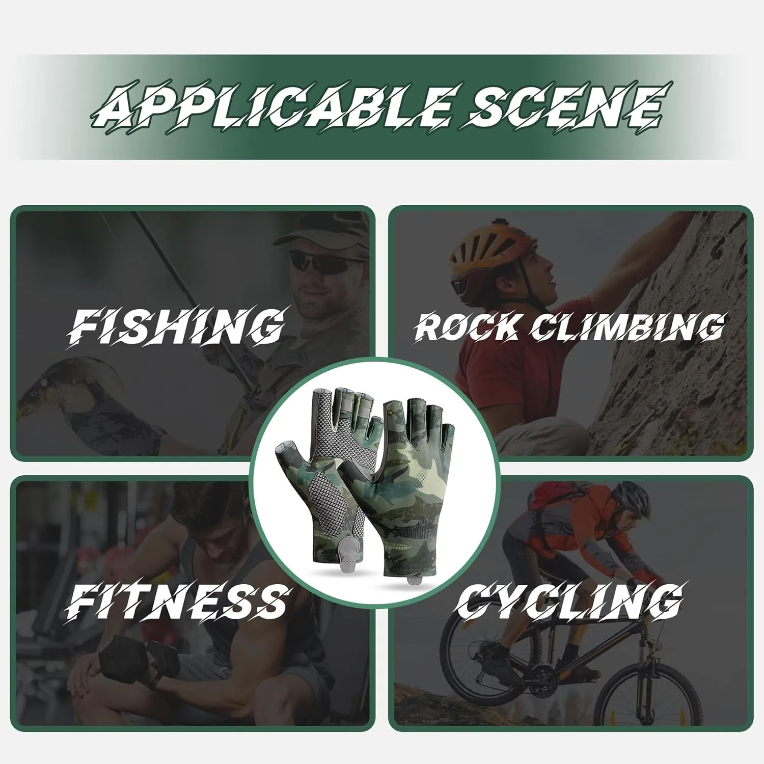 Fishing Gloves UPF 50 , Kayak Gloves Fingerless Sun Gloves UV Protection Men/Women for Boating, Cycling, Sailing, Hunting, Quick-Dry Breathable