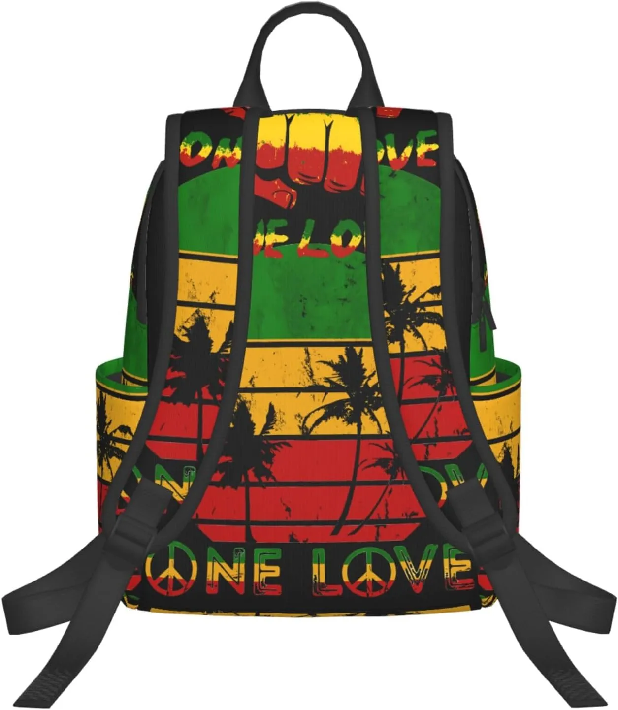 Fist One Loves Rasta Reggae Jamaica Roots Casual Backpacks Laptop Backpack Outdoor Travel Rucksack Sport Carry-On Daypack Lightweight Bag with Multi-Pockets