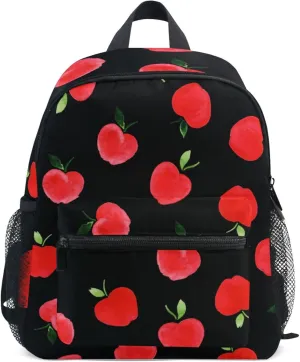 Fisyme Watercolor Apples Fruit Toddler Backpack School Bag Kids Daypack for Kindergarten Preschool Nursery Girls Boys, M