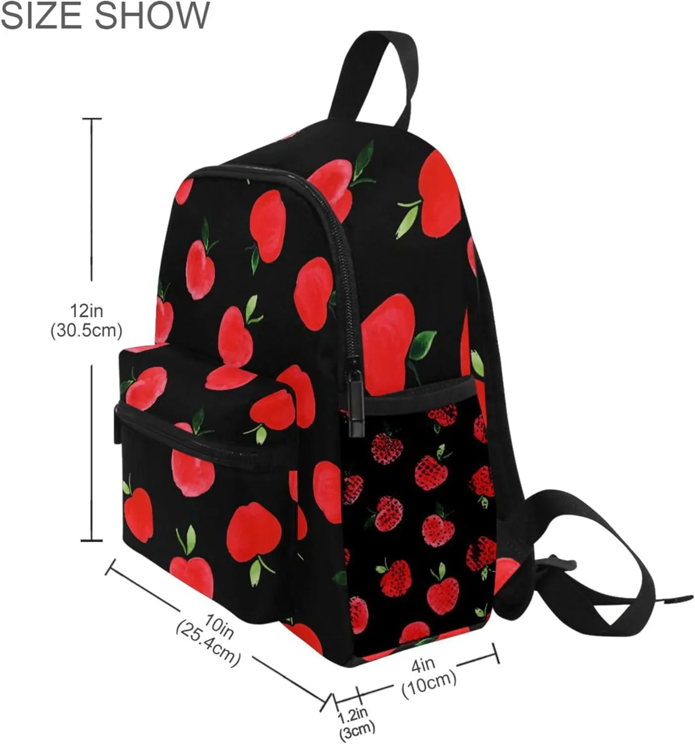Fisyme Watercolor Apples Fruit Toddler Backpack School Bag Kids Daypack for Kindergarten Preschool Nursery Girls Boys, M