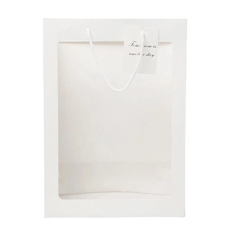 Floral Gift Bags 50PCS 2Sizes Pink/White Clear Window