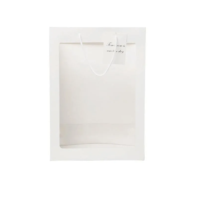 Floral Gift Bags 50PCS 2Sizes Pink/White Clear Window