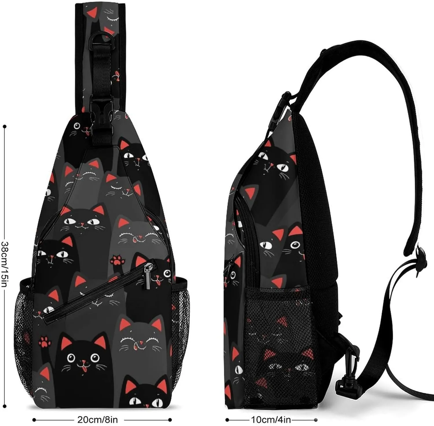 Flower Cat Sling Backpack Mens Womens Crossbody Backpack Chest Bag Cycling Daypack Shoulder Bag Casual Daypacks Sports Backpacks
