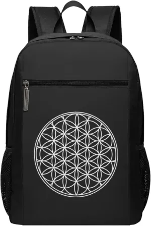 Flower of Life Sacred Geometry Travel Laptop Backpack, Business Anti Theft Slim Sturdy Laptops Backpacks, College Computer Bag Gift for Men & Women Fits 17 Inch Notebook,Black