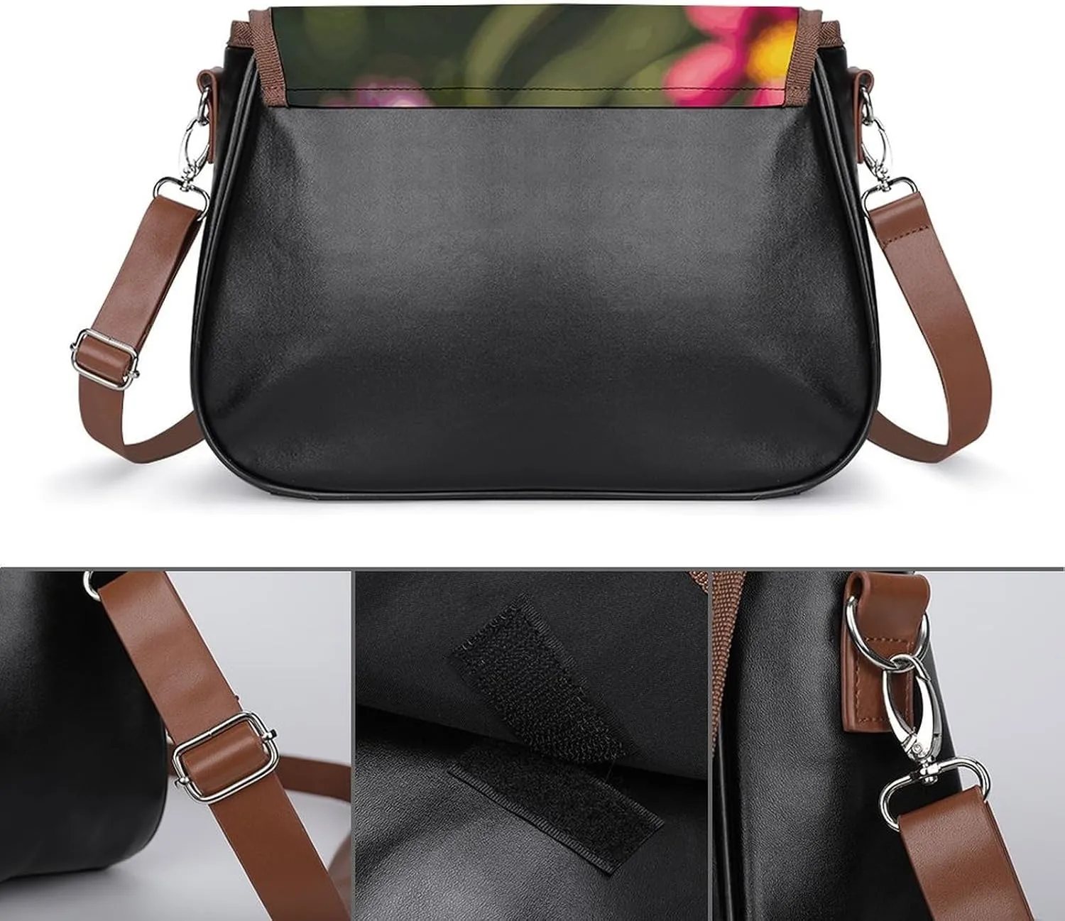 Flowers Daisy Crossbody Bags for Women Travel Shoulder Bag Small Leather Cross Body Handbags