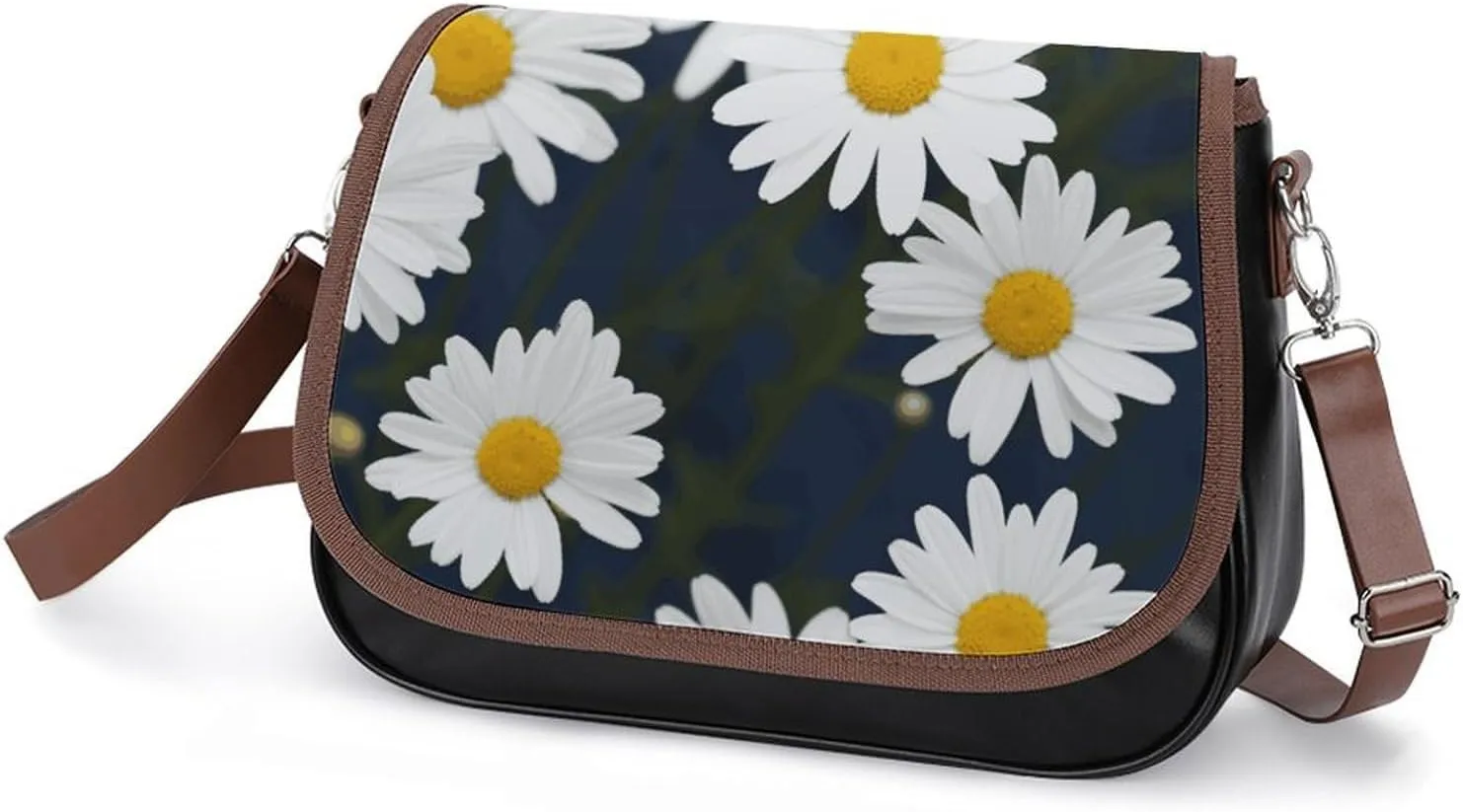 Flowers Daisy Crossbody Bags for Women Travel Shoulder Bag Small Leather Cross Body Handbags
