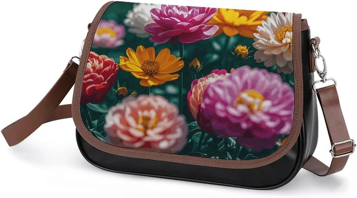 Flowers Daisy Crossbody Bags for Women Travel Shoulder Bag Small Leather Cross Body Handbags