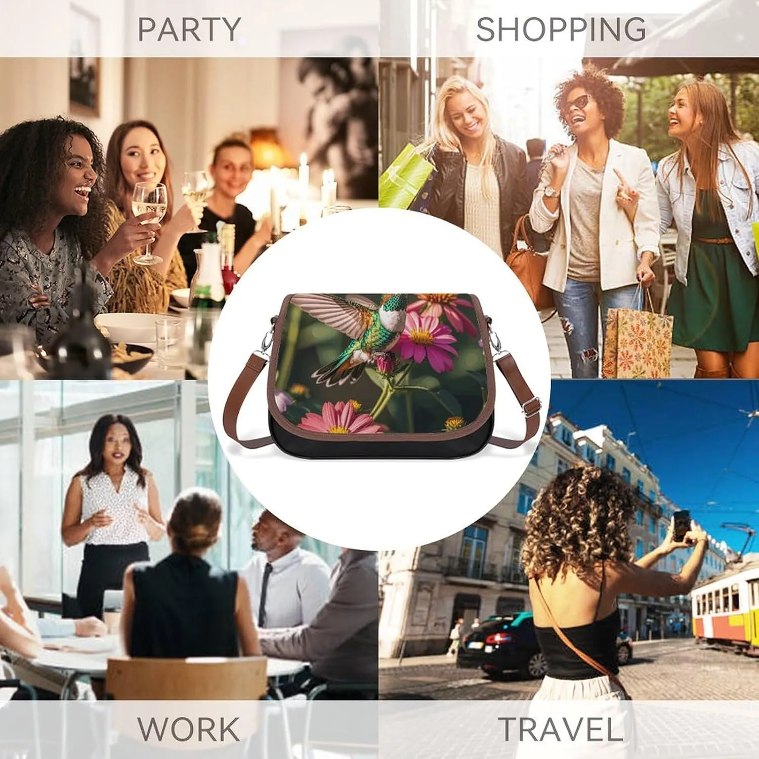 Flowers Daisy Crossbody Bags for Women Travel Shoulder Bag Small Leather Cross Body Handbags