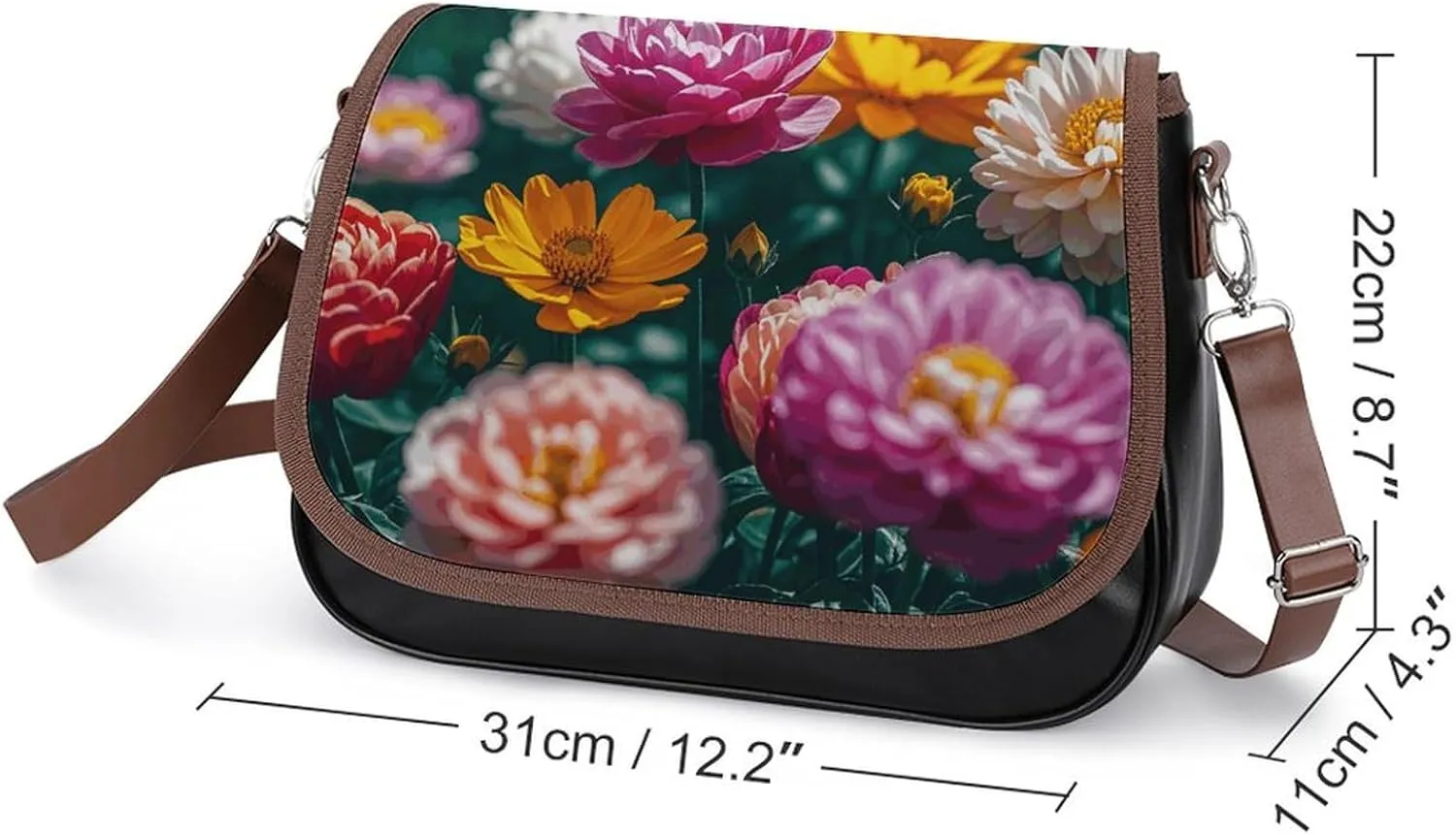 Flowers Daisy Crossbody Bags for Women Travel Shoulder Bag Small Leather Cross Body Handbags