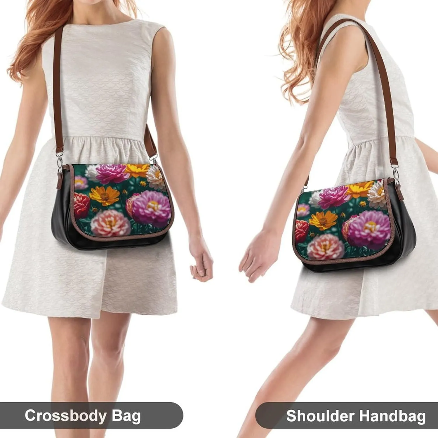 Flowers Daisy Crossbody Bags for Women Travel Shoulder Bag Small Leather Cross Body Handbags