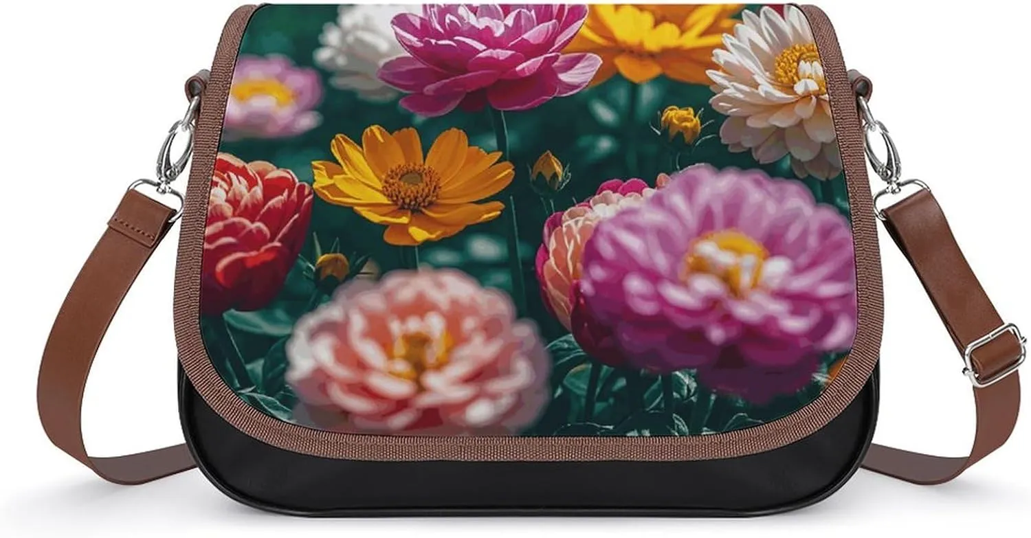 Flowers Daisy Crossbody Bags for Women Travel Shoulder Bag Small Leather Cross Body Handbags