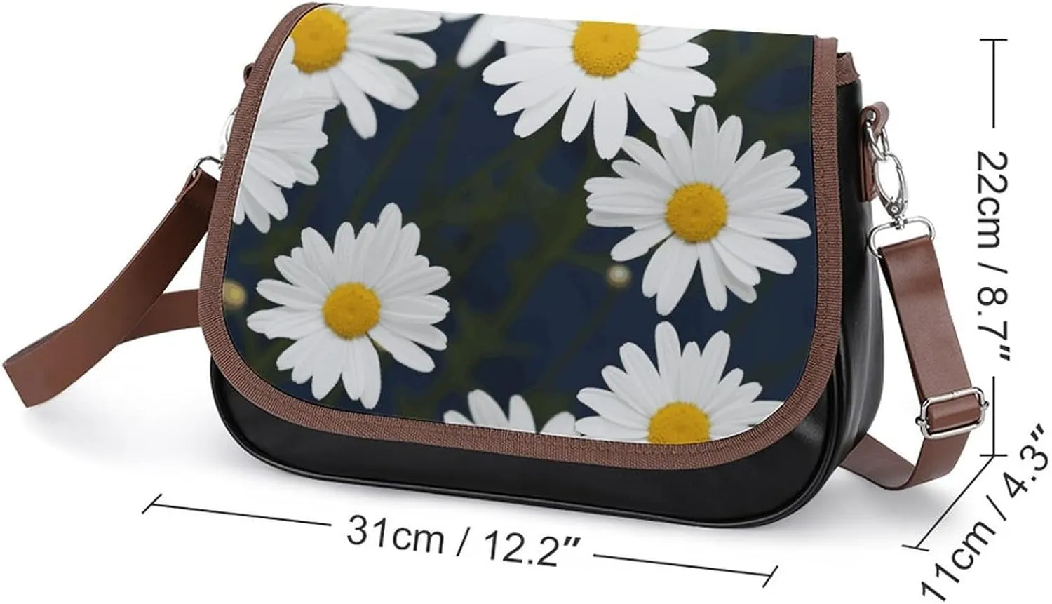 Flowers Daisy Crossbody Bags for Women Travel Shoulder Bag Small Leather Cross Body Handbags
