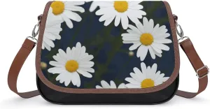 Flowers Daisy Crossbody Bags for Women Travel Shoulder Bag Small Leather Cross Body Handbags
