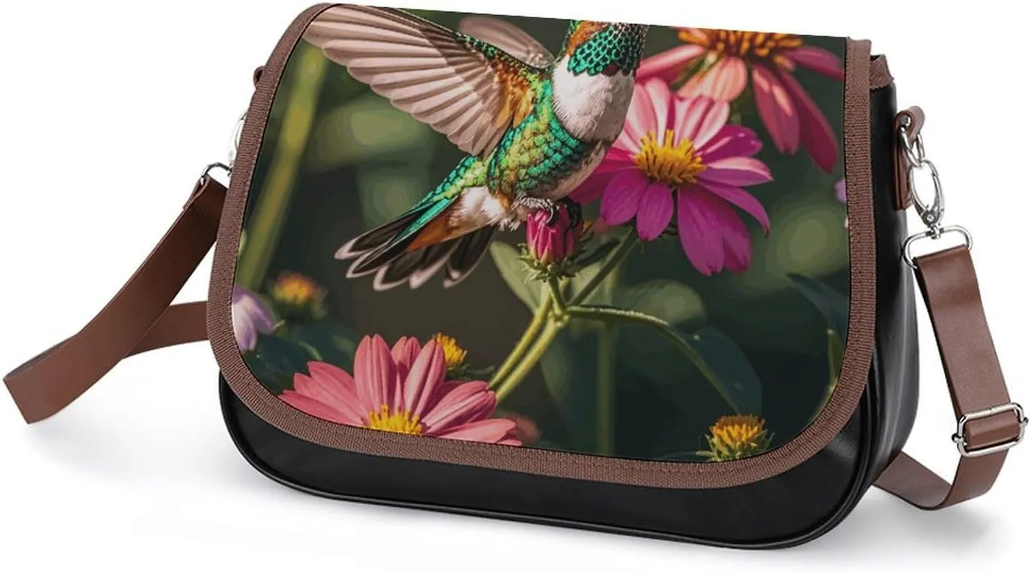 Flowers Daisy Crossbody Bags for Women Travel Shoulder Bag Small Leather Cross Body Handbags