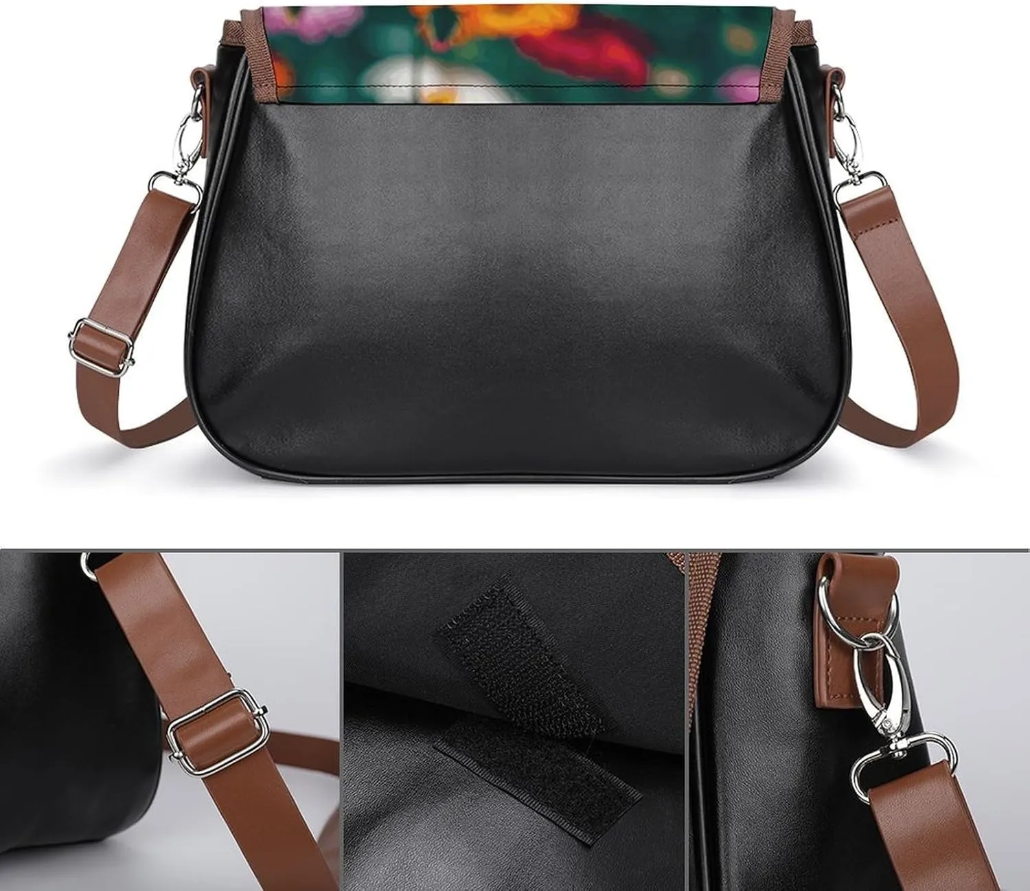 Flowers Daisy Crossbody Bags for Women Travel Shoulder Bag Small Leather Cross Body Handbags